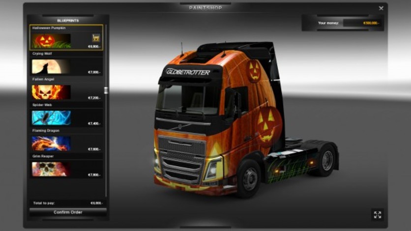 Captura de pantalla 1 - Euro Truck Simulator 2: Halloween Paint Jobs Pack