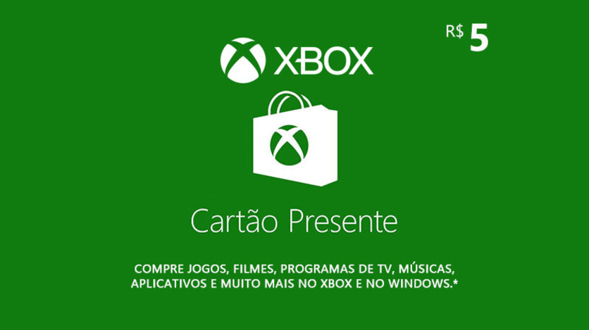 Xbox - Cartão Presente Digital 5 Reais - PC - Compre na Nuuvem