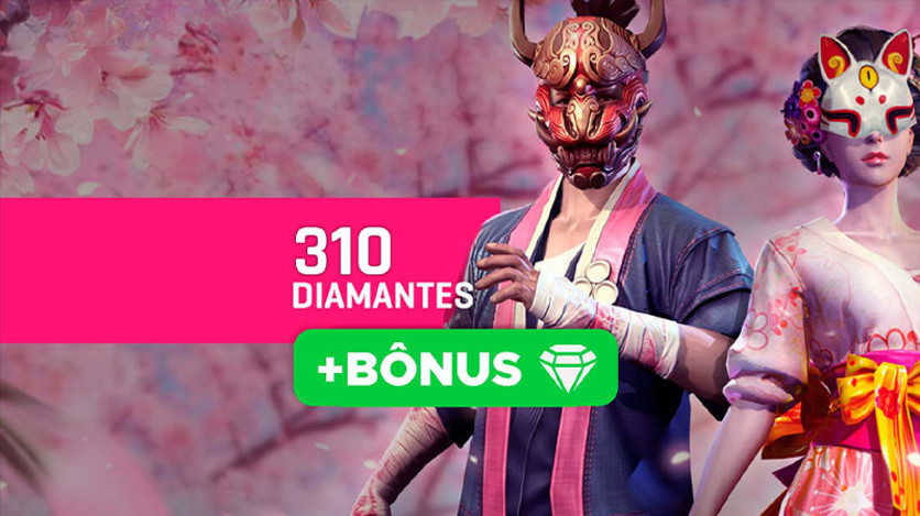 Free Fire - 100 Diamantes + 10% de Bônus